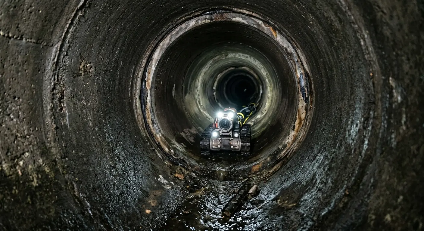 Robotic sewer camera inspecting pipe interior for Sewer Line Repair in Los Altos Hills